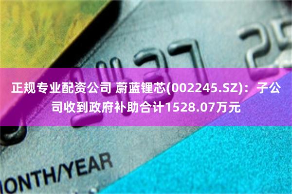 正规专业配资公司 蔚蓝锂芯(002245.SZ)：子公司收到政府补助合计1528.07万元