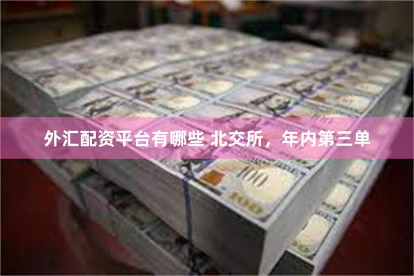 外汇配资平台有哪些 北交所，年内第三单