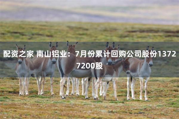 配资之家 南山铝业：7月份累计回购公司股份13727200股